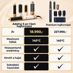 Set de coafat 5 în 1 Adalna 1.000W - Uscător de păr, ondulator și placă de îndreptat într-un singur aparat