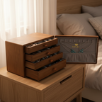 Casetă de bijuterii premium din lemn EMPORIA™ Royal cu organizator cu sertare